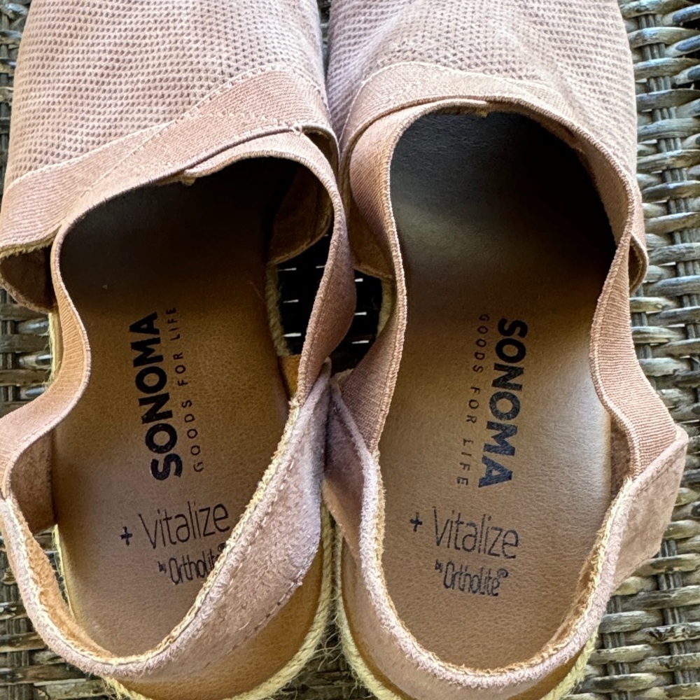 Sonoma Women's‎ Ortholite Pink Blush Espadrilles Open Toe Wedge Size 8.5 - Picture 4 of 10